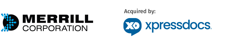 Merrill Corporation logo and Xpressdocs logo
